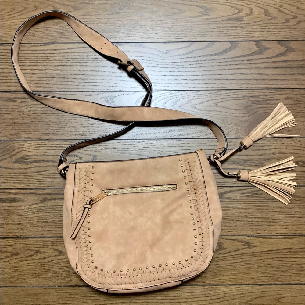 Beige Crossbody Fringe Handbag